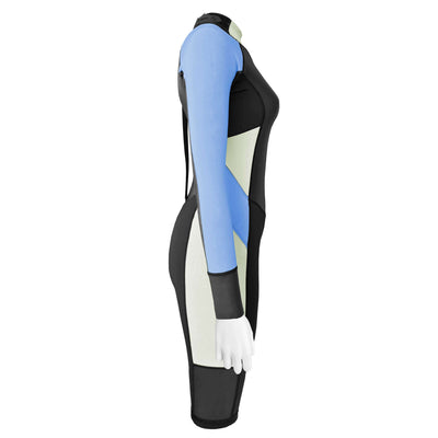 long sleeve short legs neoprene wetsuit blue