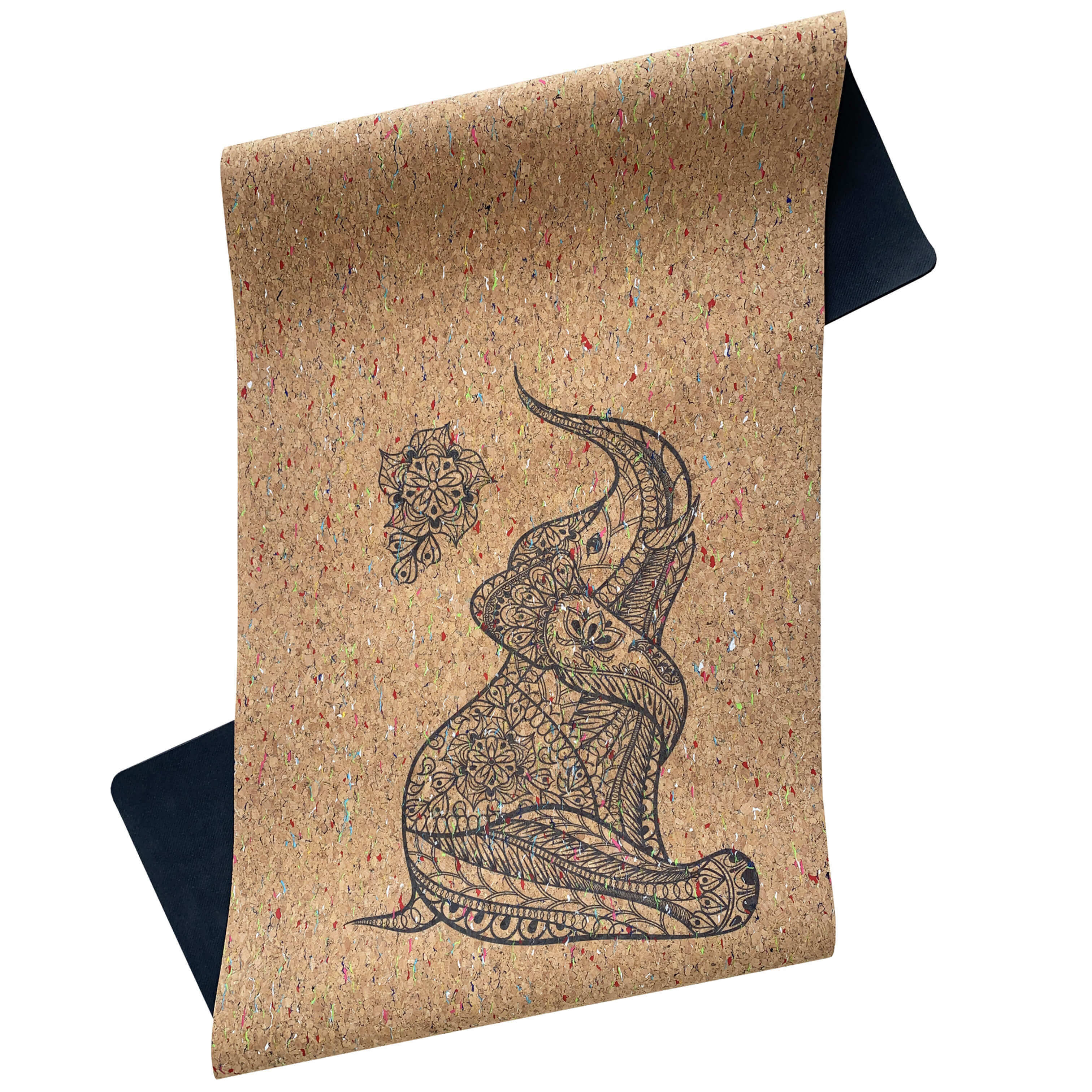 Non Slip Cork Yoga Mat Colored Elephant Platinum Sun