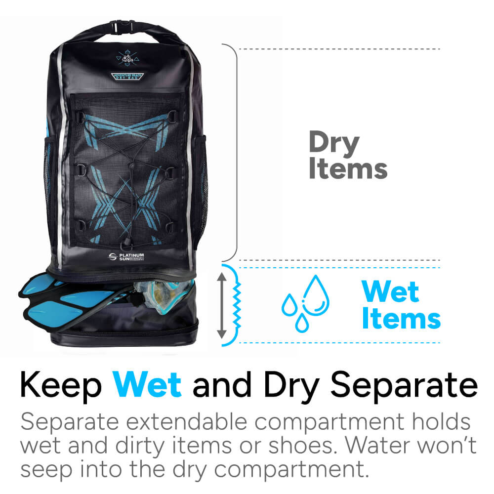 30L Waterproof Dry Bag Backpack with extendable bottom compartment