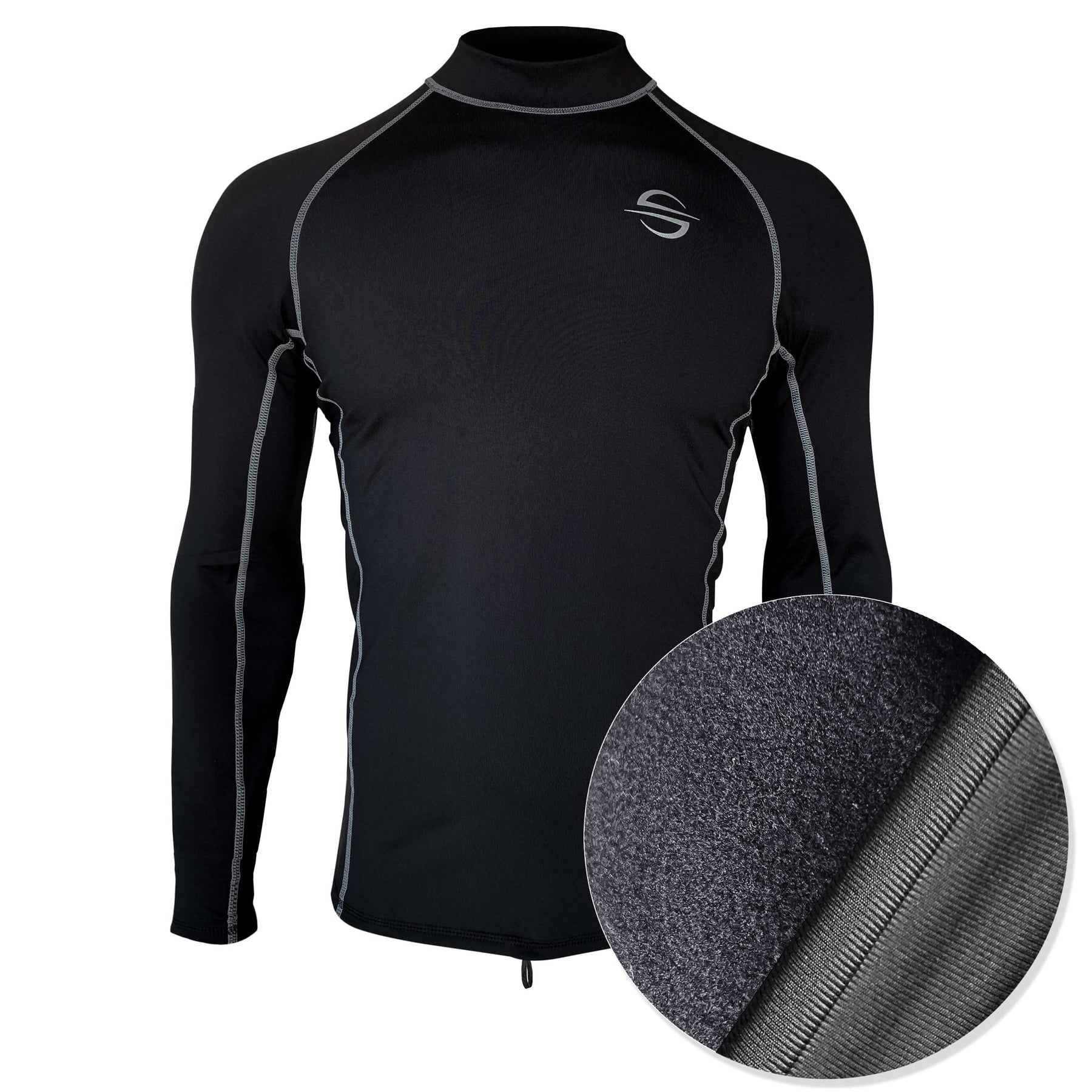 Fleece-Lined Thermo Rash Guard for Cold Water, Unisex UPF 50+ | Black ...