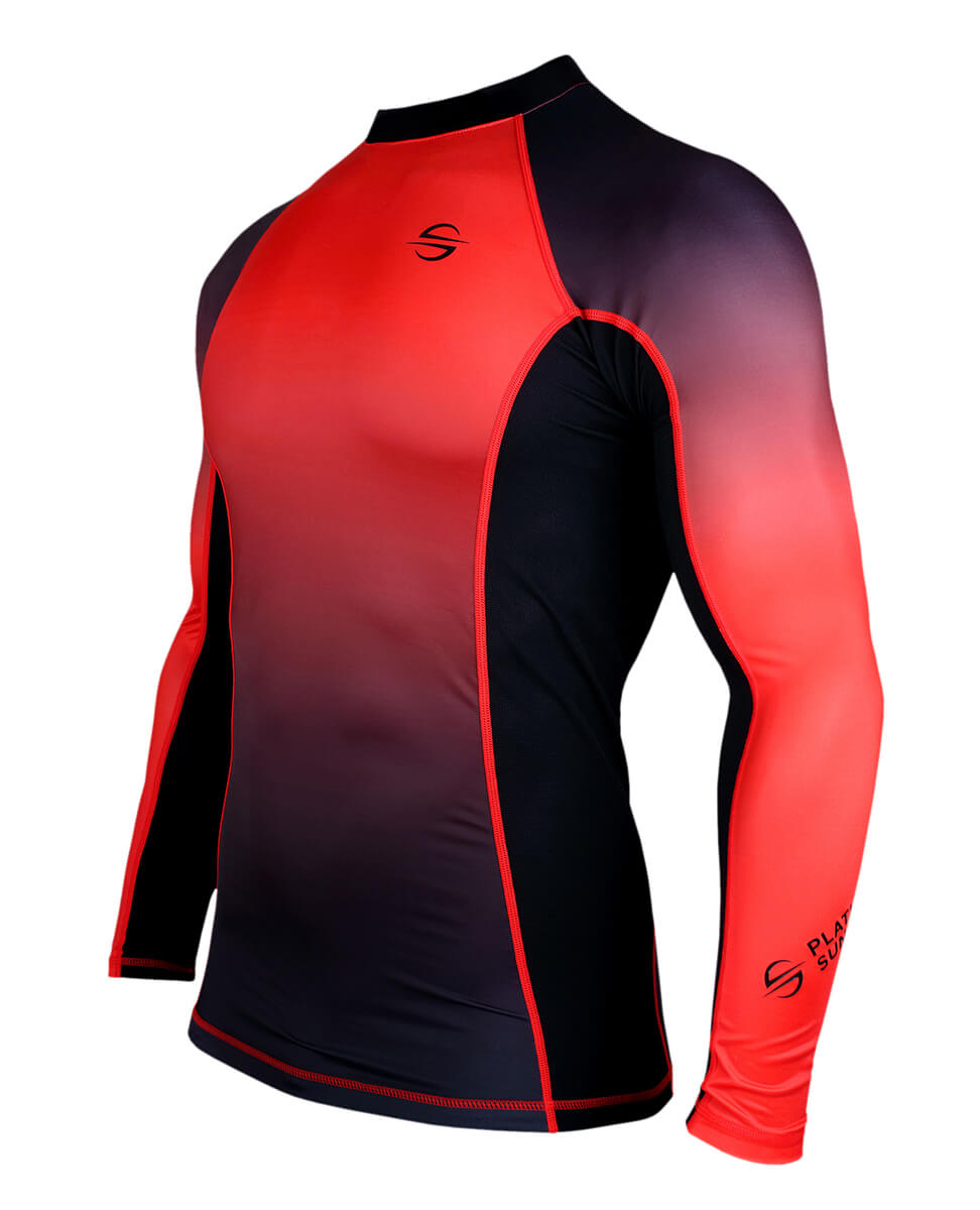 Long Sleeve Rash Guard for Men UPF 50+ | Gradient - Red – Platinum Sun
