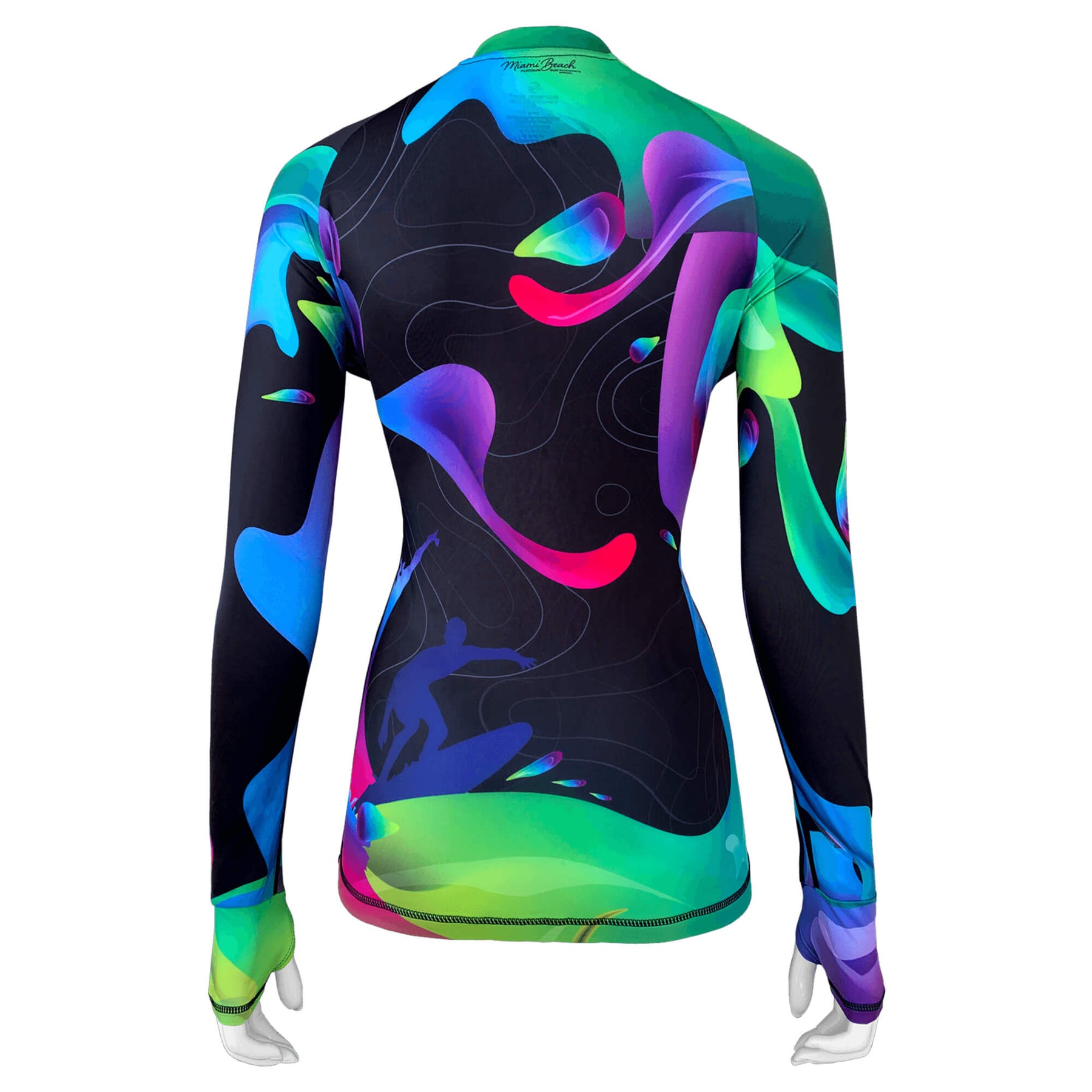 Long Sleeve Rash Guard for Women UPF 50+ | Rainbow Black – Platinum Sun