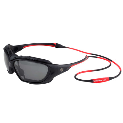 Sports Polarized Sunglasses with Extreme-sports Strap UV400 | Amphibia - Black