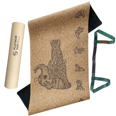 Non Slip Cork Yoga Mat | Cute Elephant