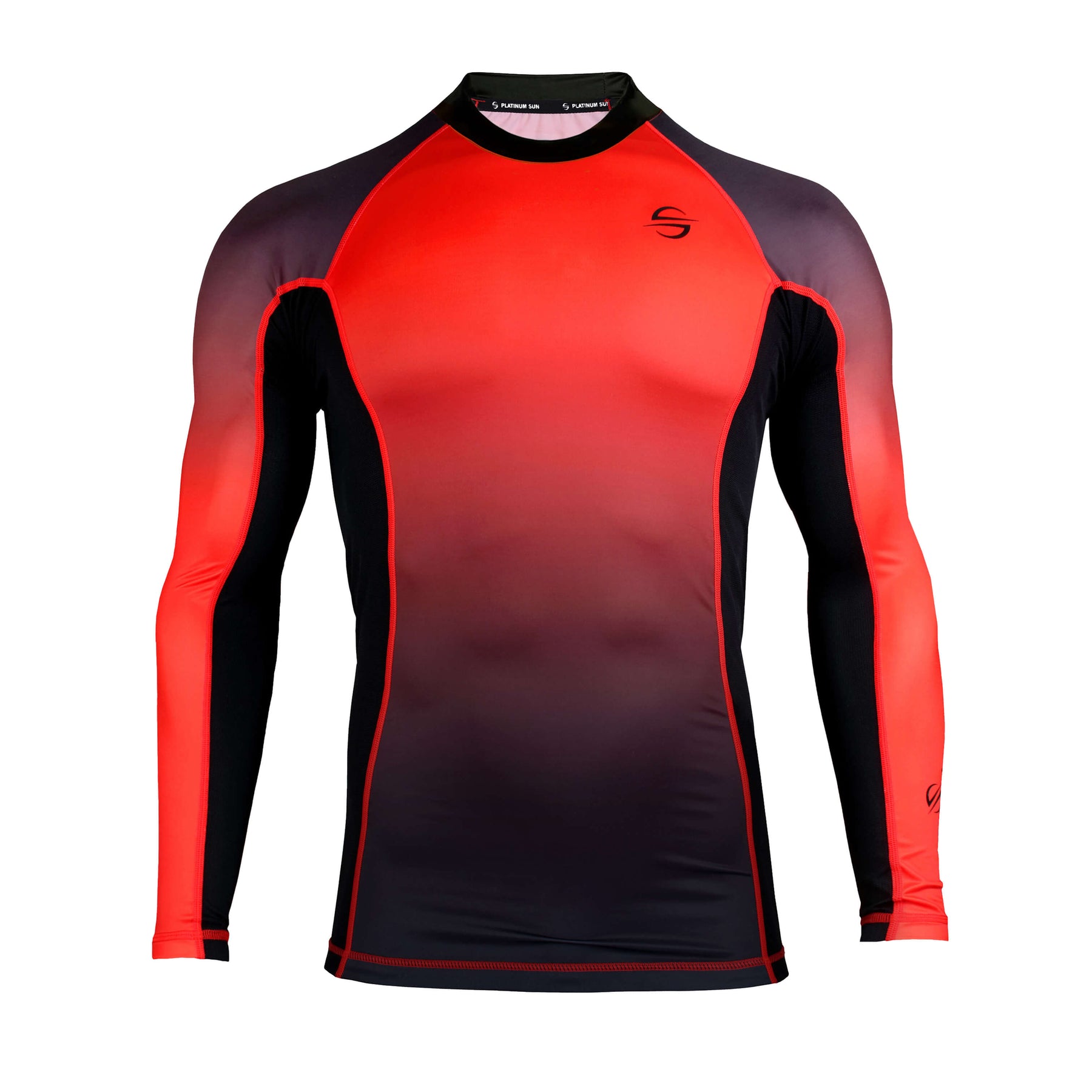 Rusty Contrast Rash Guard Long Sleeve Rash Guard for Men UPF 50+ | Gradient - Red – Platinum Sun