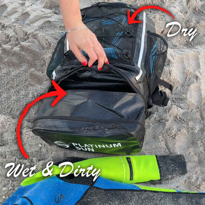 waterproof drybag with wet-dry pocket